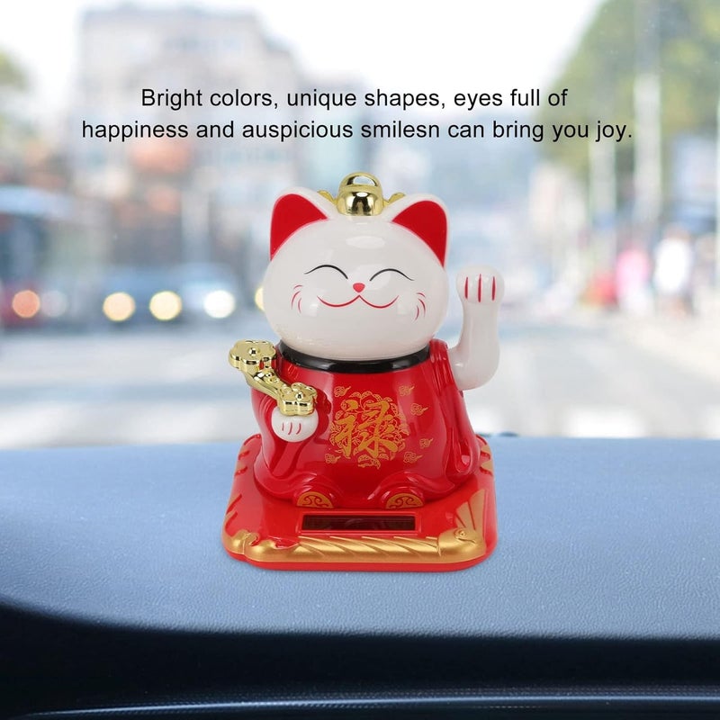 Prosperity Waving Cat Charm for Home and Car - Joyful Plastic Symbol of Luck (Red) - Image 2
