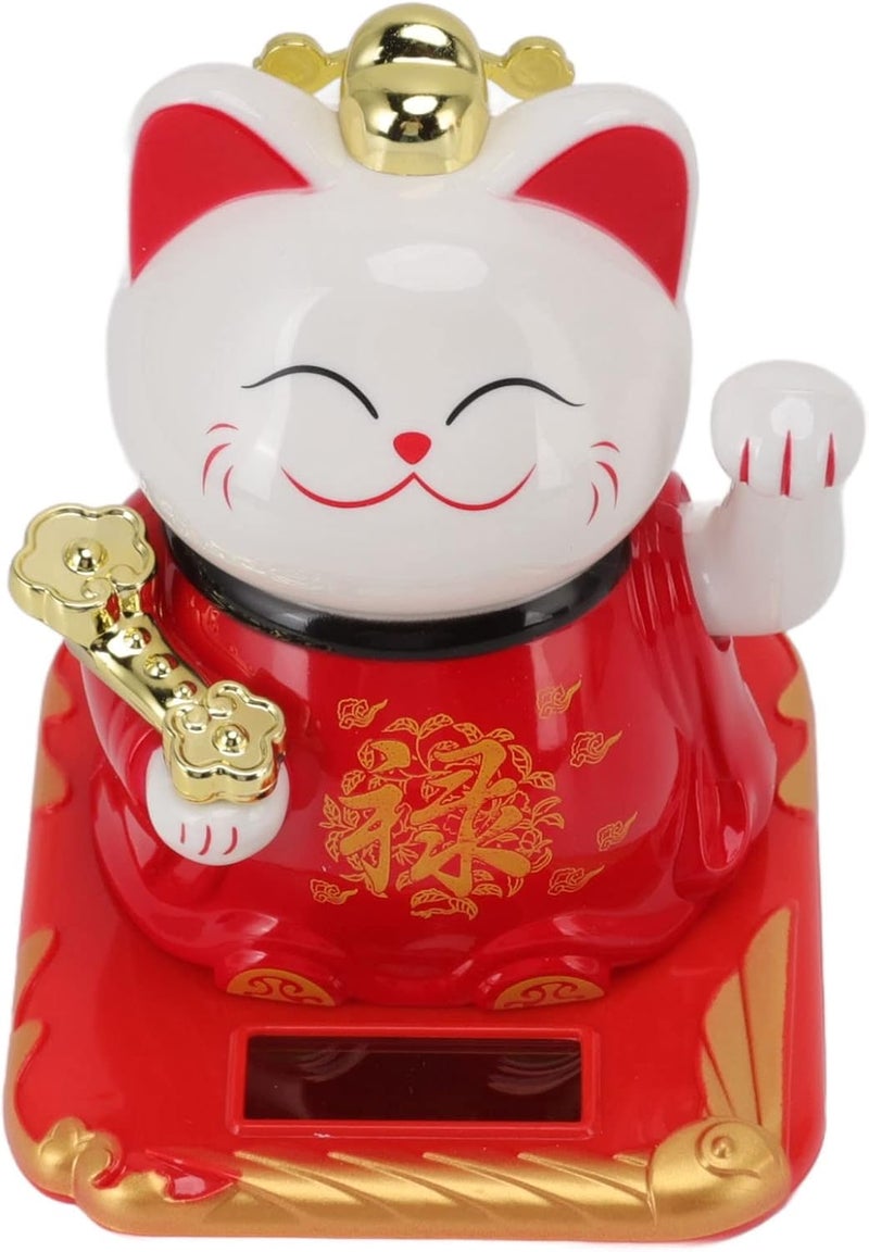 Prosperity Waving Cat Charm for Home and Car - Joyful Plastic Symbol of Luck (Red) - Image 1
