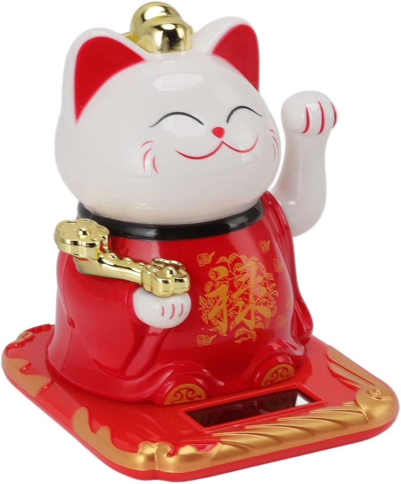 Prosperity Waving Cat Charm for Home and Car - Joyful Plastic Symbol of Luck (Red) - Image 4