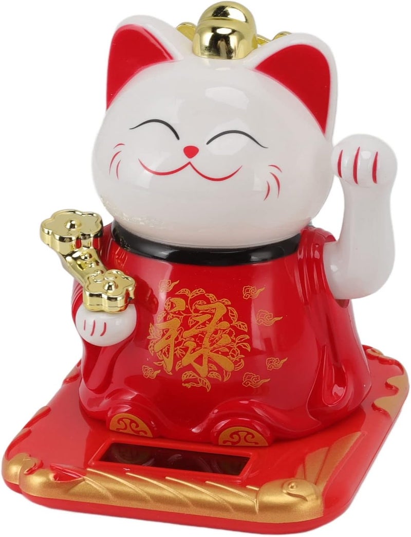 Prosperity Waving Cat Charm for Home and Car - Joyful Plastic Symbol of Luck (Red) - Image 5