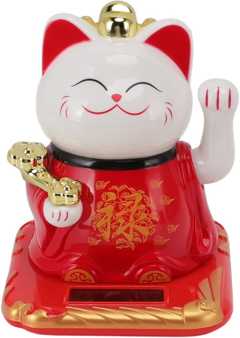 Prosperity Waving Cat Charm for Home and Car - Joyful Plastic Symbol of Luck (Red) - Image 3
