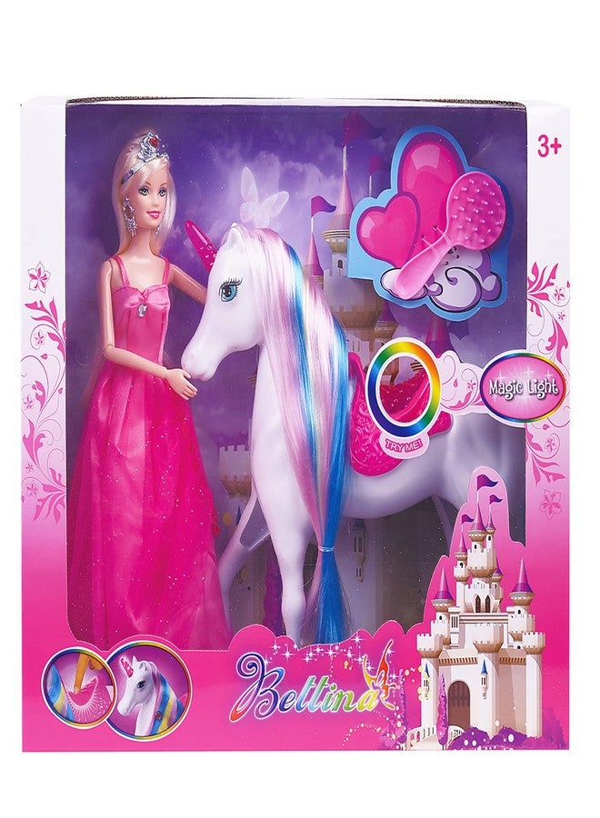 BETTINA Unicorn and Princess Doll, Magical Light Unicorn Toys, Princess Toys for Girls 3+, Unicorn Gifts for Christmas Birthday for Kids Girls Aged 3 4 5 6 7 8 - Image 1