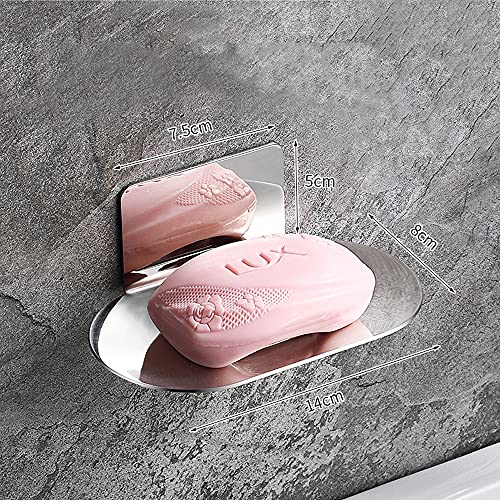 Gmtglla Adhesive Soap Dish, Bath Soap Dish for Shower, 304 Stainless Steel Wall Mounted Bar Soap Holder for Bathroom Kitchen- No Drilling (Chrome) - Image 4