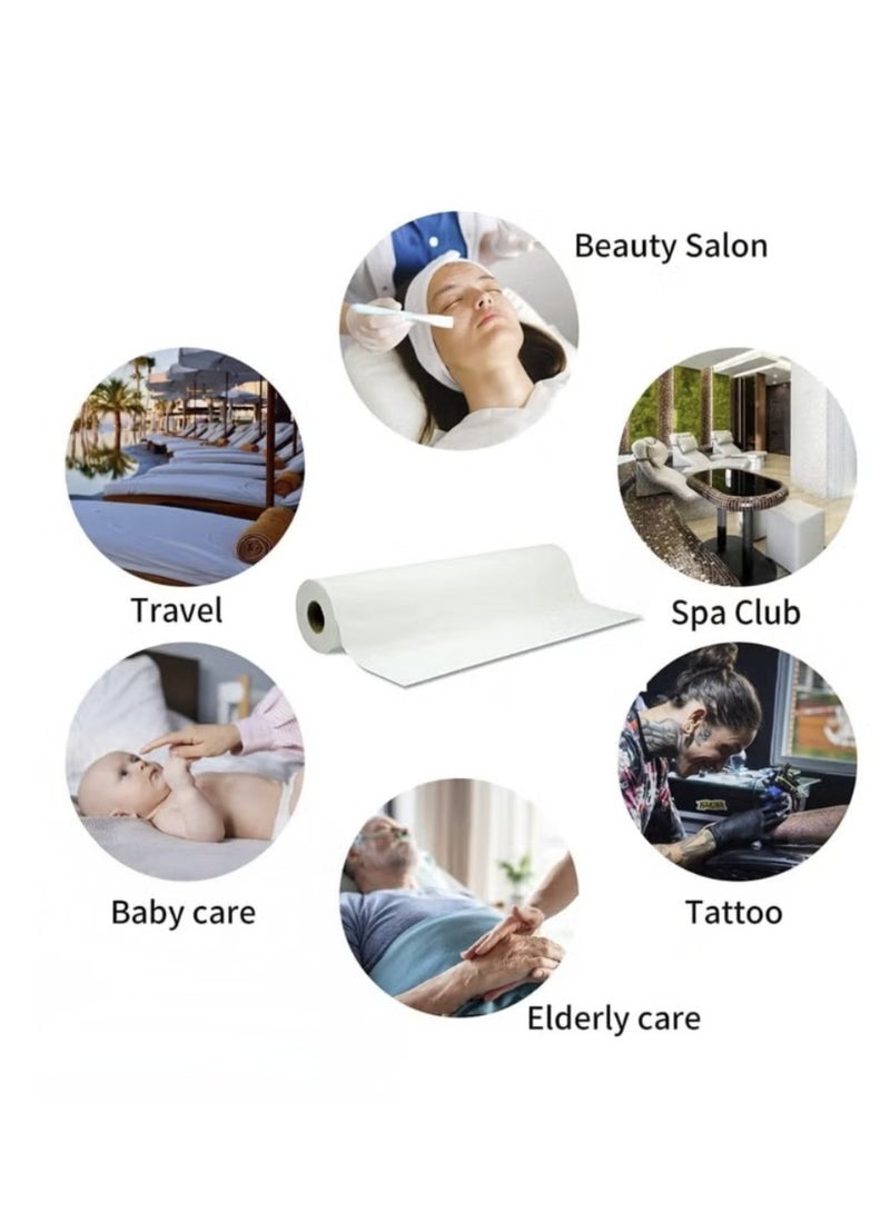 لفة سرير استخدام مرة واحدة، ملاءات طاولة تدليك غير منسوجة، مقاس 180 × 80 سم، غطاء طاولة فحص للرعاية الصحية، حضانات الأطفال، صالونات التجميل, التدليك والمساج والنوادي الصحية. 50 قطعة/لفة - Image 2