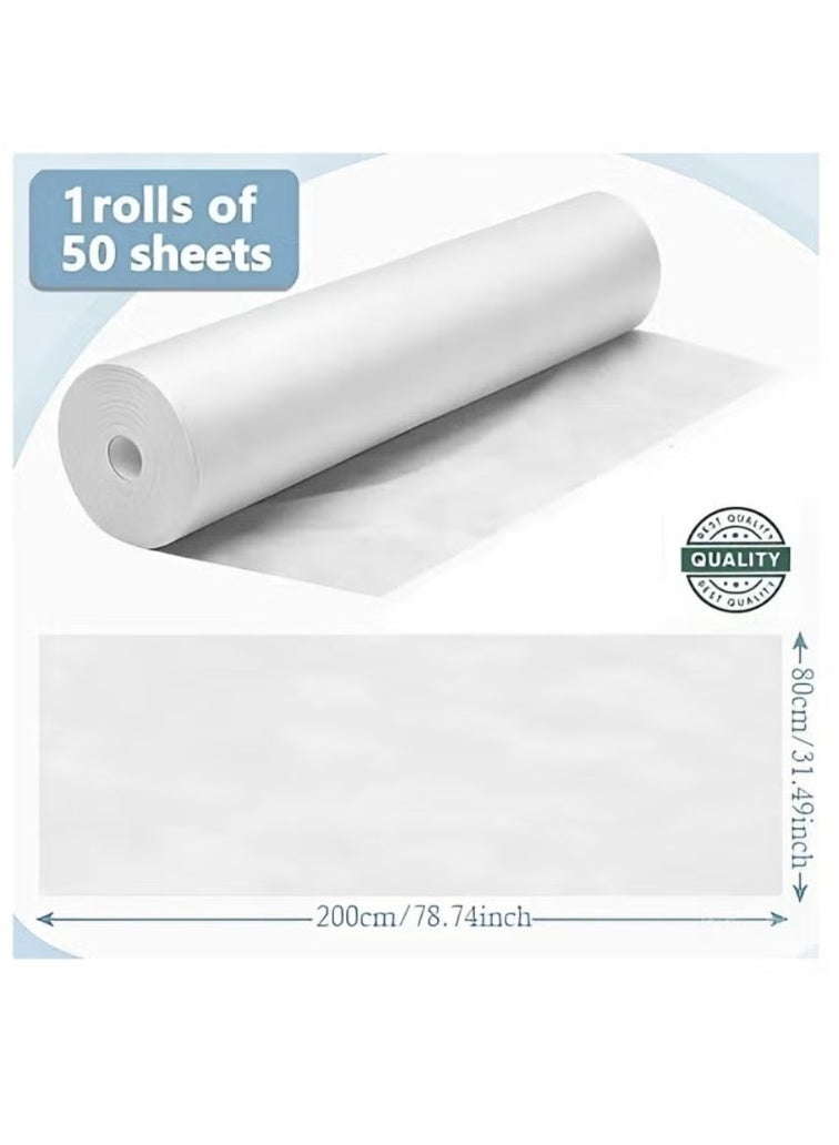 لفة سرير استخدام مرة واحدة، ملاءات طاولة تدليك غير منسوجة، مقاس 180 × 80 سم، غطاء طاولة فحص للرعاية الصحية، حضانات الأطفال، صالونات التجميل, التدليك والمساج والنوادي الصحية. 50 قطعة/لفة - Image 5