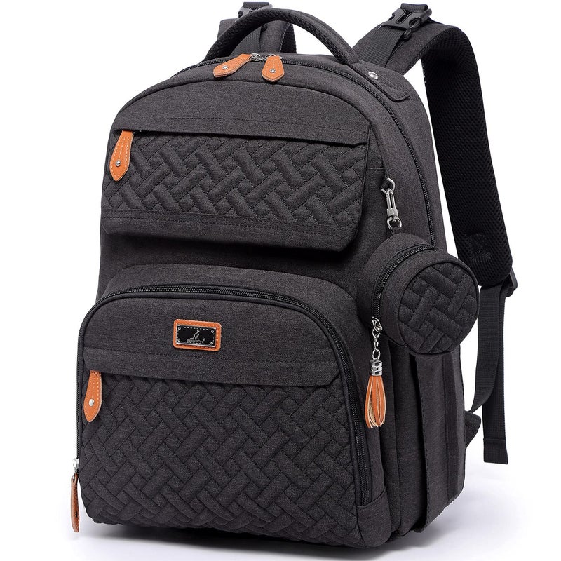 BabbleRoo Diaper Bag Backpack, Travel Backpack with Changing Pad, Pacifier Case & Stroller Straps, Multifunction, Waterproof, Unisex – Black - Image 1