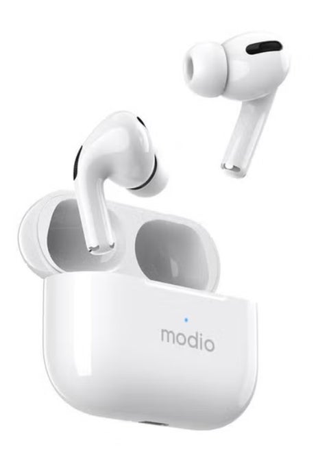 Modio ME8 True Wireless Stereo Earphones – Bluetooth 5.3 Earbuds with Deep Bass, Noise Isolation & Touch Control – Lightweight, Ergonomic Fit with Compact Charging Case – Auto Pairing & Long Battery Life – For Android, iOS, Tablets & More