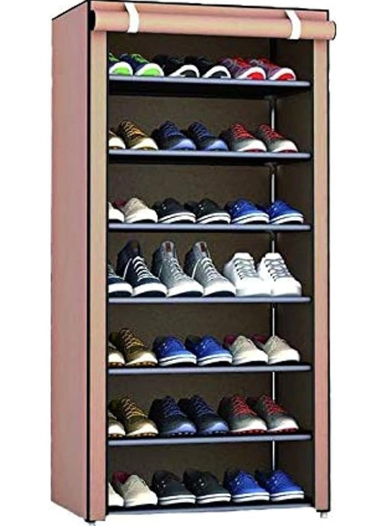 10-Tier Fabric Shoe Rack with Practical Design, Elegant Organization, Saves Space and Keeps Shoes Clean, Brown - Image 1