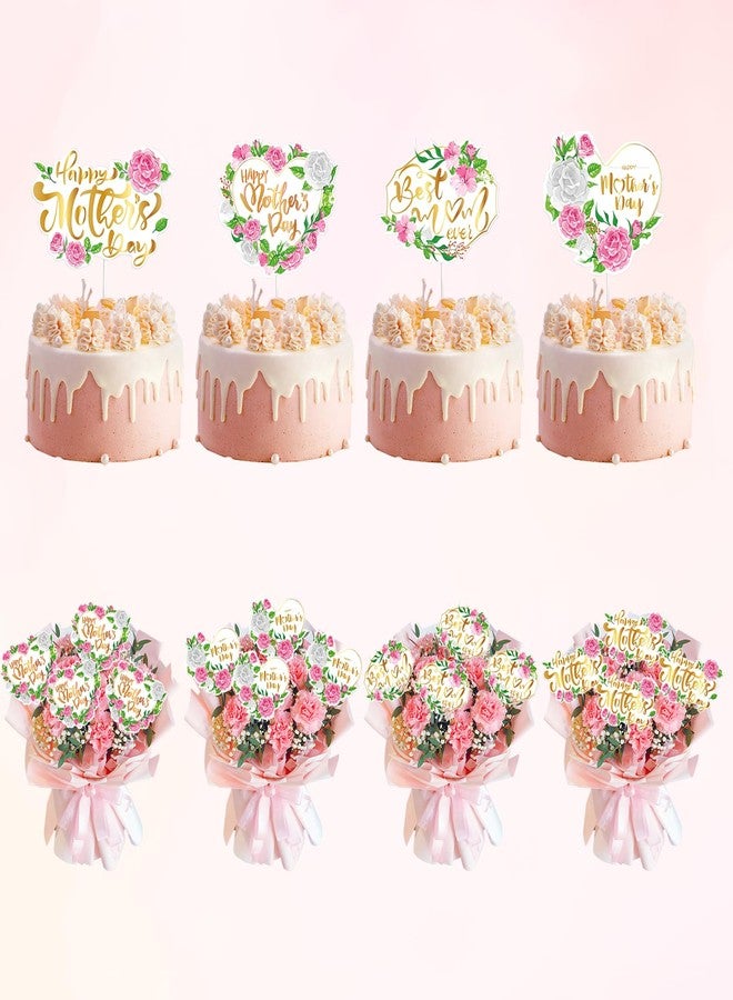 WUEURU 24PCS Happy Mother's Day Cake Topper,Decorative Party Cake Decoration for Mother's Day,4 Styles Cake Decoration for Birthday Party Favors Supplies - Image 4