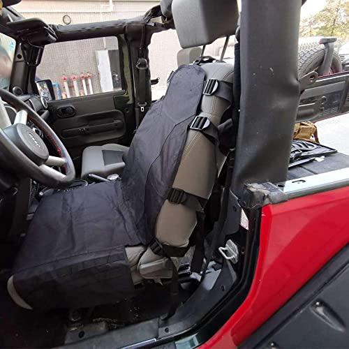 SUNPIE Upgrade Larger Seat Protector Universal Fit Tactical Seat Cover for Trucks Pickup SUV, Compatible with JL/JT, JK, TJ, Compatible with F150 Multi Pockets Molle Seat Back Organizer-Beige - Image 2