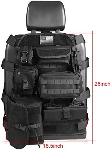 SUNPIE Upgrade Larger Seat Protector Universal Fit Tactical Seat Cover for Trucks Pickup SUV, Compatible with JL/JT, JK, TJ, Compatible with F150 Multi Pockets Molle Seat Back Organizer-Beige - Image 5