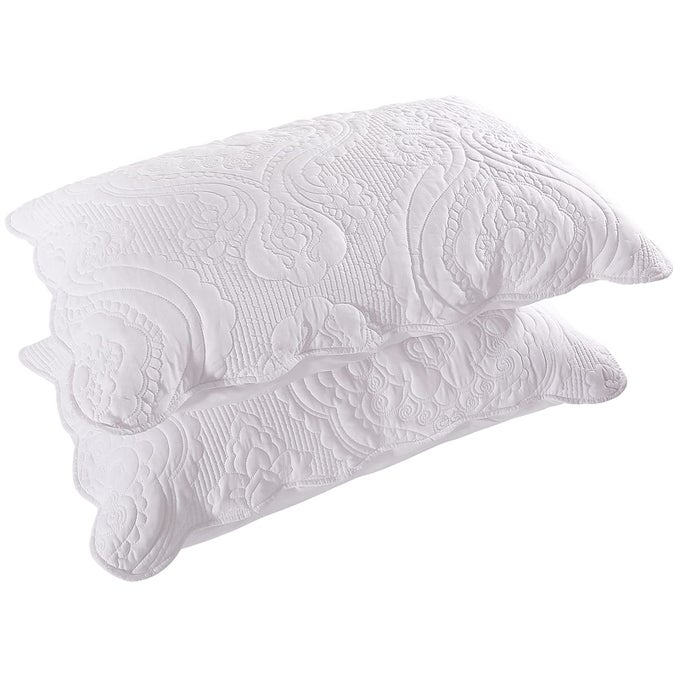 QUILTED PILLOW SHAMS SET OF 2 DECORATIVE MICROFIBER STANDARD BED PILLOW SHAMS SOFT PILLOW COVERS WITH ENVELOPE CLOSURE WHITE 2PCS20 X 26INCH