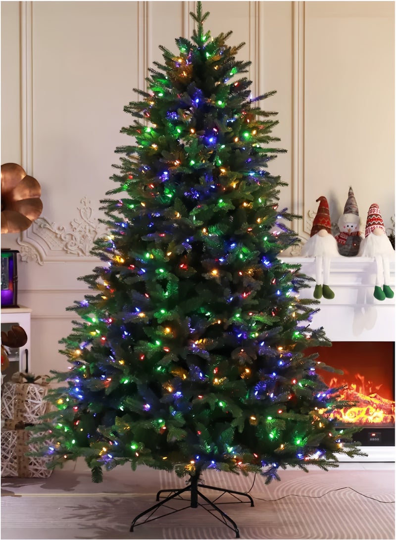 GGEROU شجرة عيد الميلاد الاصطناعية بطول 4 أقدام مع جهاز تحكم عن بعد، 150 ضوء LED دافئ أبيض وألوان متعددة متغيرة، شجرة صنوبر مزيفة مع أرجل معدنية، 260 طرف فرع، أخضر - Image 1