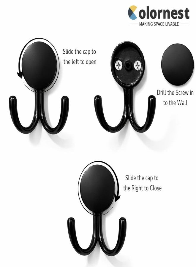Colornest 1 Pc Metal Hooks for Wall – Heavy Duty Double Wall Hooks for Hanging | Towel, Clothes Hanger for Bathroom, Kitchen & Entryway | Black - Image 5