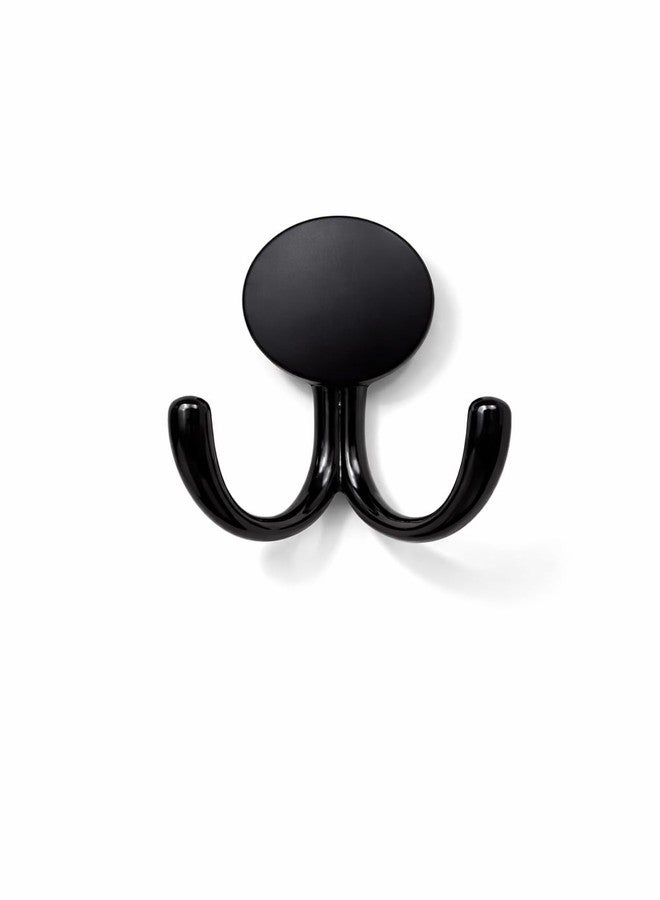 Colornest 1 Pc Metal Hooks for Wall – Heavy Duty Double Wall Hooks for Hanging | Towel, Clothes Hanger for Bathroom, Kitchen & Entryway | Black - Image 1