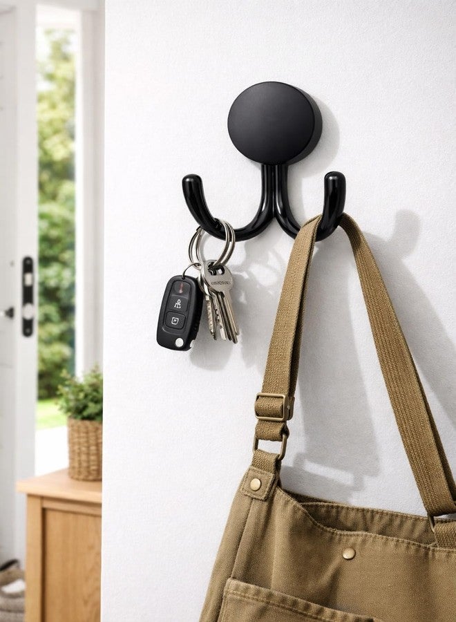 Colornest 1 Pc Metal Hooks for Wall – Heavy Duty Double Wall Hooks for Hanging | Towel, Clothes Hanger for Bathroom, Kitchen & Entryway | Black - Image 2