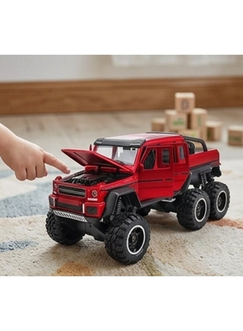 1:22 Scale Benz G63 AMG 6x6 Off-Road Pickup Model Car | Zinc Alloy Diecast Toy with Realistic Sound & LED Lights | 6-Wheel Pull-Back Action & Opening Doors | Luxury Gift for Kids & Adult Collectors - Image 3