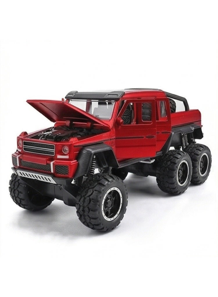 1:22 Scale Benz G63 AMG 6x6 Off-Road Pickup Model Car | Zinc Alloy Diecast Toy with Realistic Sound & LED Lights | 6-Wheel Pull-Back Action & Opening Doors | Luxury Gift for Kids & Adult Collectors - Image 1