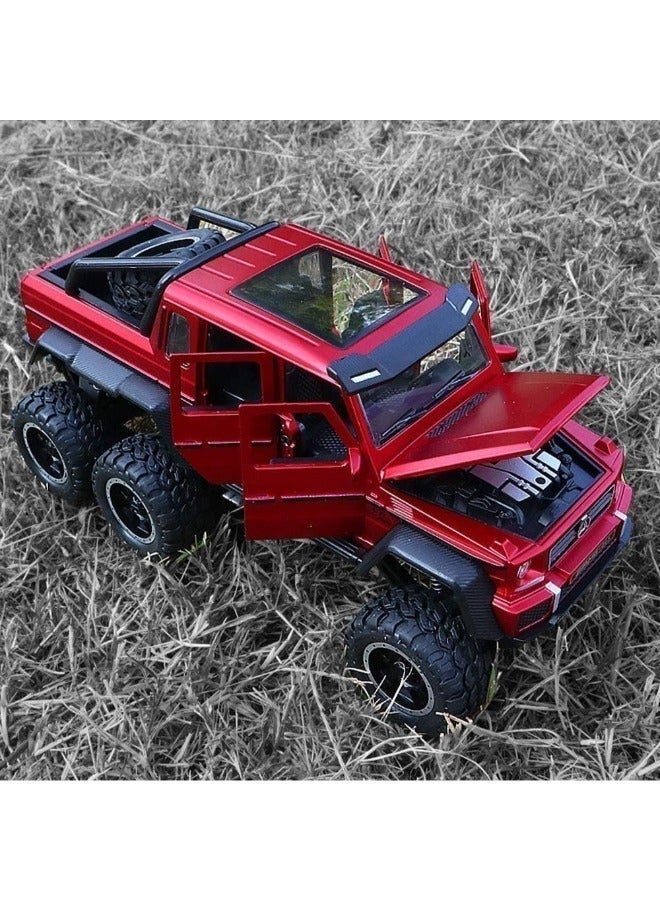 1:22 Scale Benz G63 AMG 6x6 Off-Road Pickup Model Car | Zinc Alloy Diecast Toy with Realistic Sound & LED Lights | 6-Wheel Pull-Back Action & Opening Doors | Luxury Gift for Kids & Adult Collectors - Image 2