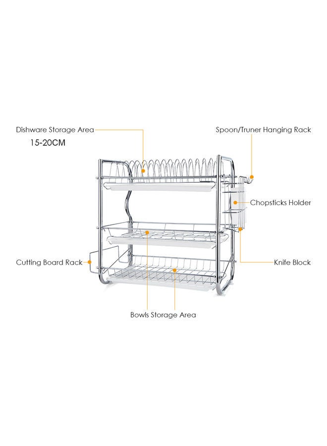 Multi Functional 3-Tier Kitchen Supplies Storage Rack Silver 44.00x15.00x25.00cm - Image 4