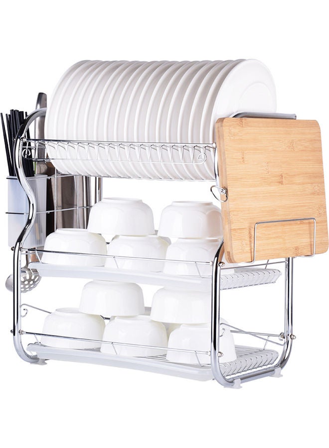 Multi Functional 3-Tier Kitchen Supplies Storage Rack Silver 44.00x15.00x25.00cm - Image 3