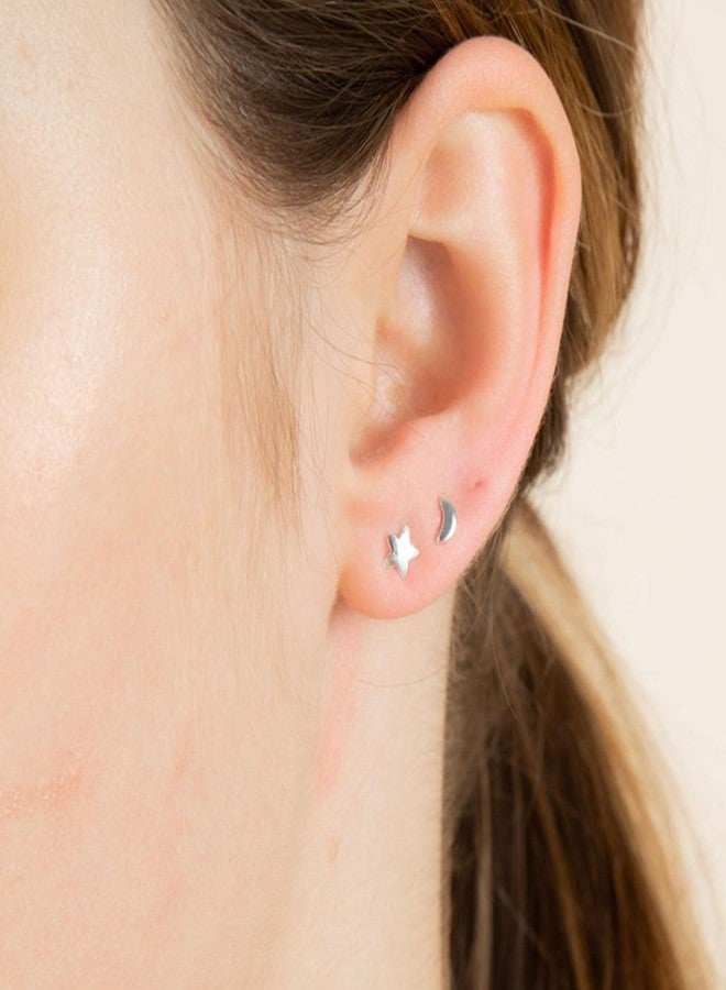 أويدج أقراط AOEDEJ 3 Tragus للنساء، ذات مشبك لولبي، مضادة للحساسية، بتصميم نجمة صغيرة وقمر وقلب، مجوهرات مثالية لثقب الغضروف، هدية رائعة لها - Image 5
