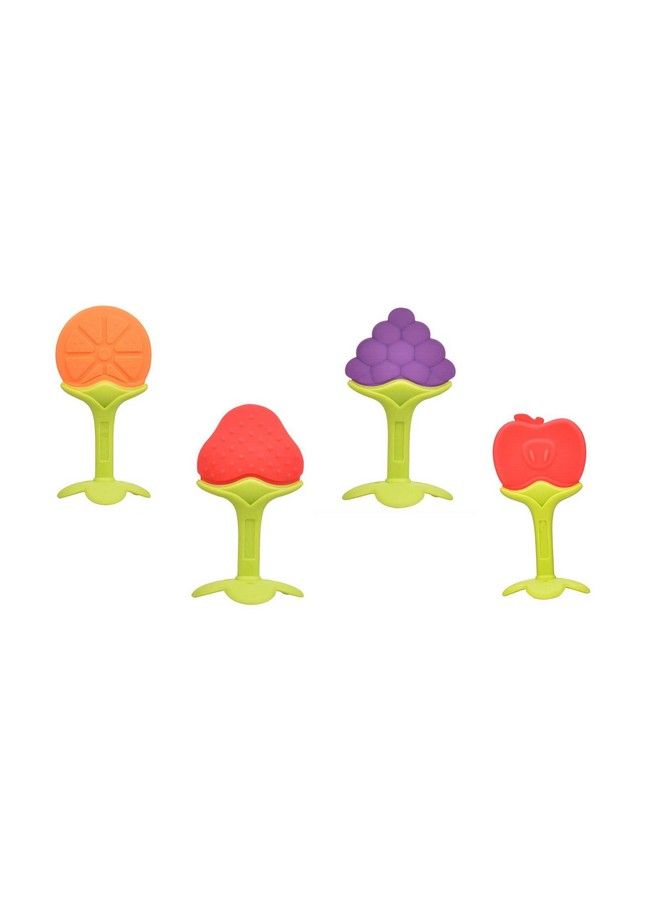 Alya The Cheeky Kidzz Fruit Shape Silicone Teether Teething Toys For Baby Textured Molar Teeth Soother Massage; Infants Dental Care Baby Teether (Multi Pack Of 4) - Image 1