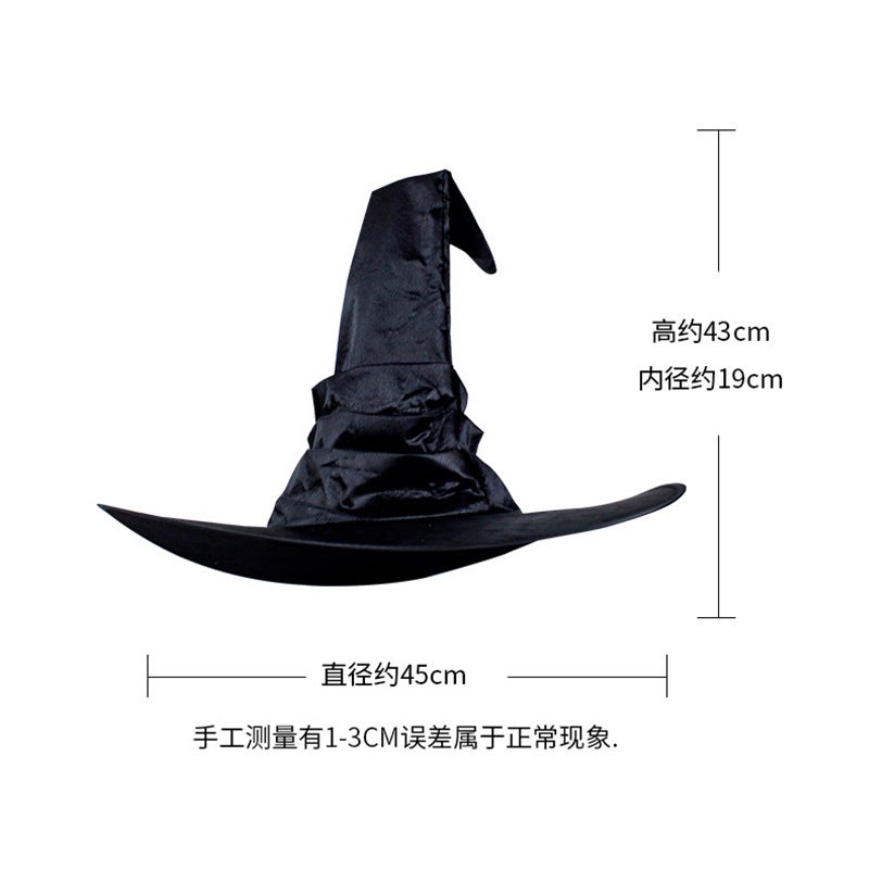 Halloween Pleated Witch Hat Black Party Harry Potter Wizard Hat Ball Wizard Curved Witch Hat - Image 4