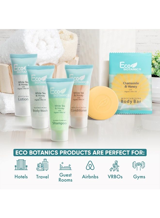 Terra Pure Eco Botanics Hotel Soaps and Toiletries Bulk Set | 1-Shoppe All-In-Kit Amenities for Hotels | 0.85oz Hotel Shampoo & Conditioner, Body Wash, Body Lotion & 0.89oz Bar Soap Travel Size | 150 Pieces - Image 2