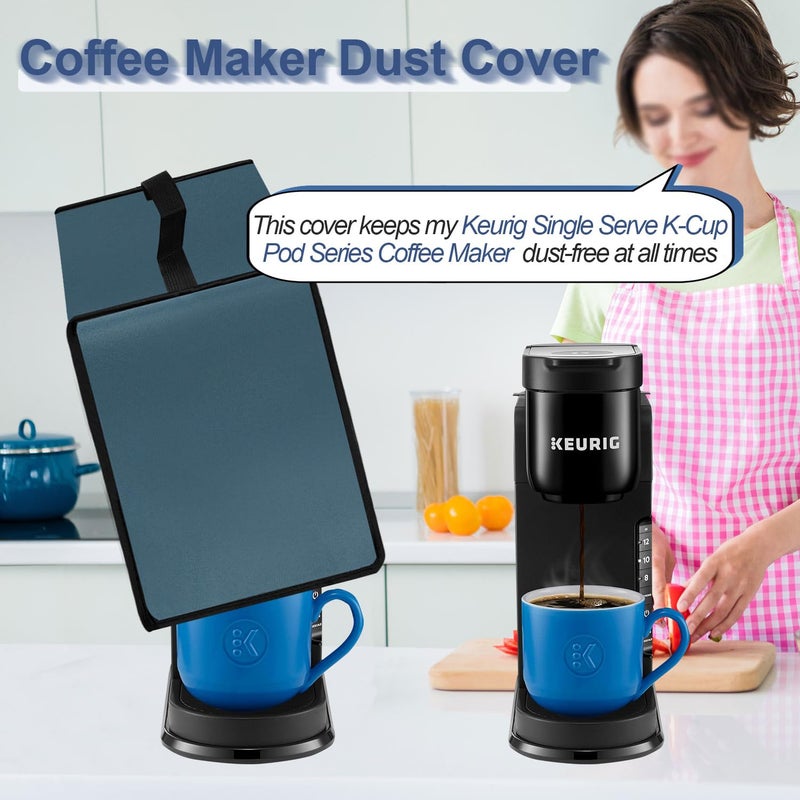NUENSS-ROR Dust cover for Keurig Single Serve K-Cup Pod Coffee Maker, Heavy Duty Waterproof Coffee Machine Cover for Keurig K-Express, K-Mini and K-Iced Single Serve K-Cup Pod Coffee Maker (Blue) - Image 2