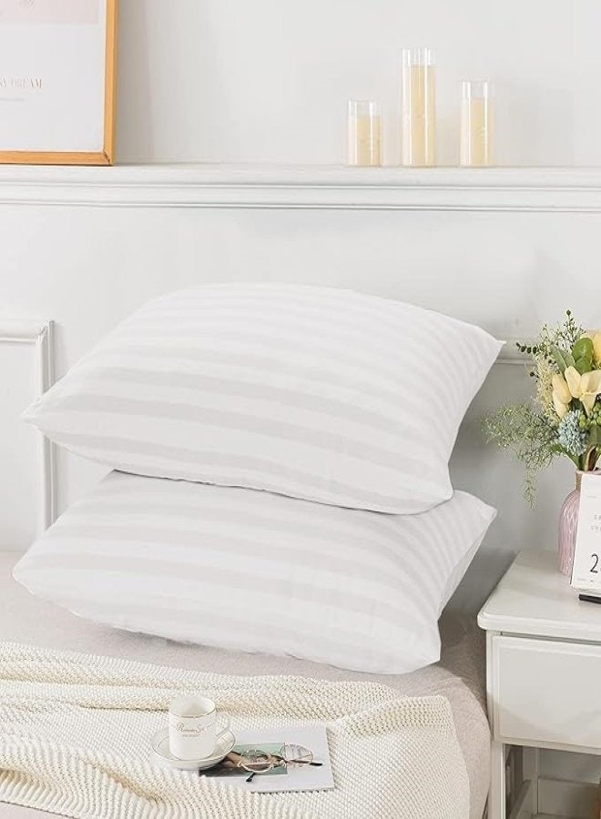 Cadrica 3 Piece Bedsheet Set - Super soft Hotel Quality Bedding Set, Includes 1 Flat Sheet (240x260 cm) & 2 Pillow Cases (50x75cm) – Durable and Fade-Resistant, Striped Pattern - WhComplete King Size Set: Includes 1 flat sheet (240x260 cm) and 2 pillowcases (50x75 cm), perfectly sized for King beds to ensure a seamless and comfortable fit. - Image 3