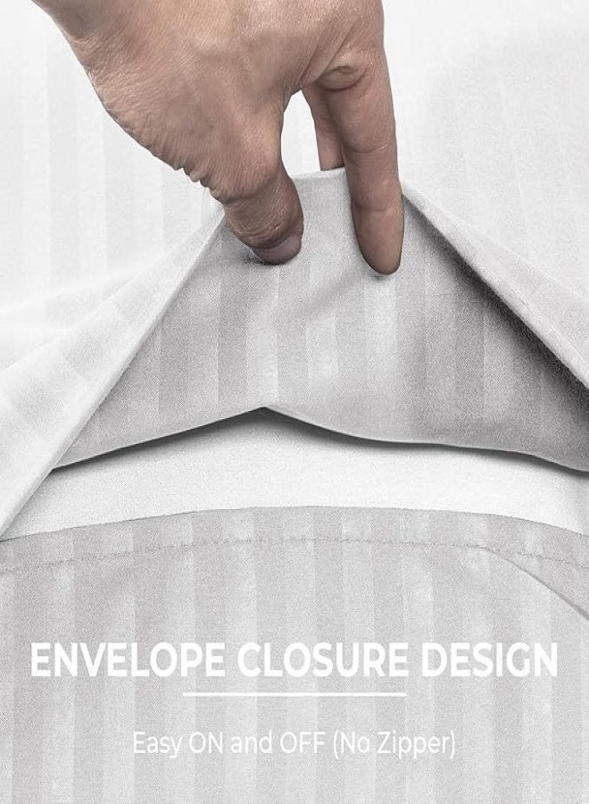 Cadrica 3 Piece Bedsheet Set - Super soft Hotel Quality Bedding Set, Includes 1 Flat Sheet (240x260 cm) & 2 Pillow Cases (50x75cm) – Durable and Fade-Resistant, Striped Pattern - WhComplete King Size Set: Includes 1 flat sheet (240x260 cm) and 2 pillowcases (50x75 cm), perfectly sized for King beds to ensure a seamless and comfortable fit. - Image 4