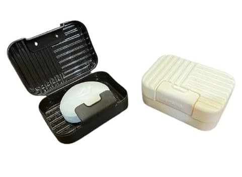 c s m CSM Soap Case Soap Box Soap Holder for Outdoors Travel and Home Use - Pack of 2 (Beige, Brown) - Image 1