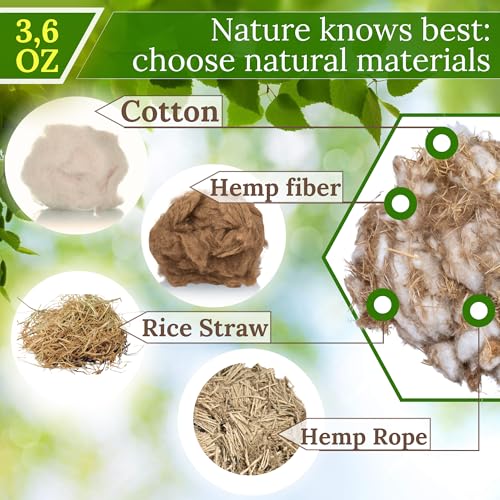 slivche Bird Nesting Material - Hummingbird Nesting Material - Mixing Parakeet Nesting Material - Nesting Bedding for Finches Canary Wild Birds Ideal for Cage Gardens Tree Trunks - Bird Nest Supplies 3.6 oz - Image 2