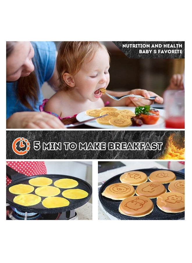 Nonstick Griddle Pan, Pancake Maker with 7-Cup Animal Mold for Kids, Mini Pancake Pan, Blini Pan for Cakes, Duck Black, 10 Inch  - Image 2