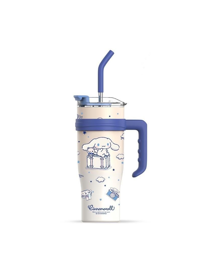 Y&D Cinnamoroll Reusable Vacuum quenching Cup, 40oz Cup Large Capacity Vacuum Cup with Straw car Heat Preservation Cold Preservation Large ice Cup , Iced Tea or Coffee, Smoothie More, Cream, 40 oz - Image 1