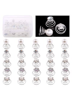 Glarks Glarks 30Pcs 5 Styles Spiral Hair Pins Swirl Hair Twists Coils Hair Clip Accessories with Crystal or Pearl for Gift Wedding Bridal Prom Party and Special Event 