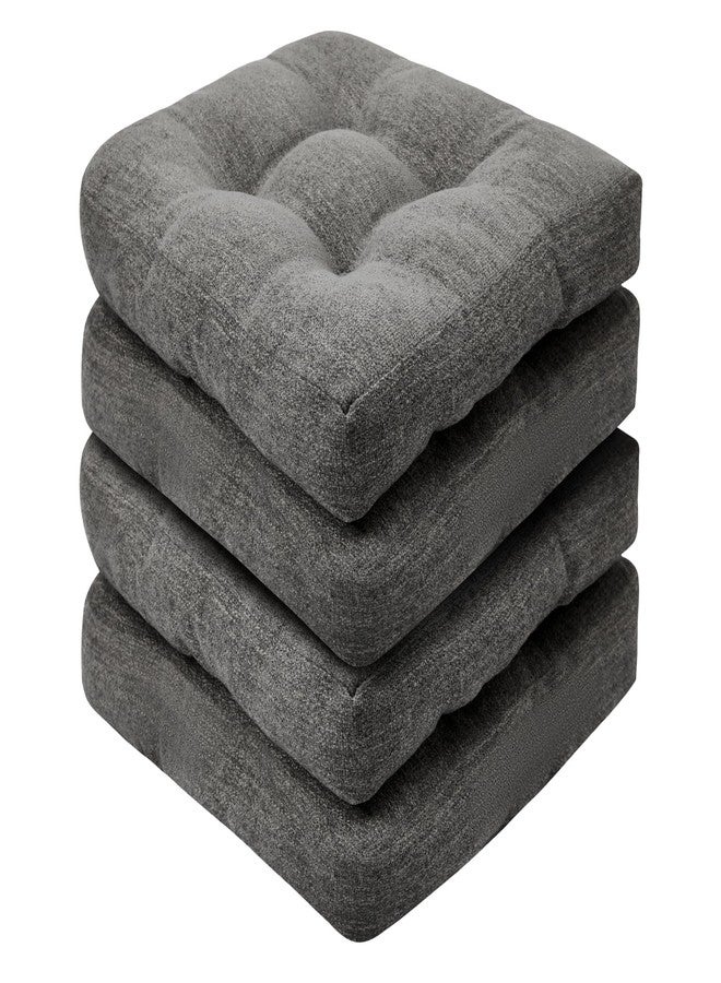 Basic Beyond Chair Cushions for Dining Chairs, Non-Slip Chair Pads, Thick Seat Cushions for Dining Room Chairs, Kitchen Chair Cushions Set of 4, 17" x 17" x 4", Dark Grey - Image 1