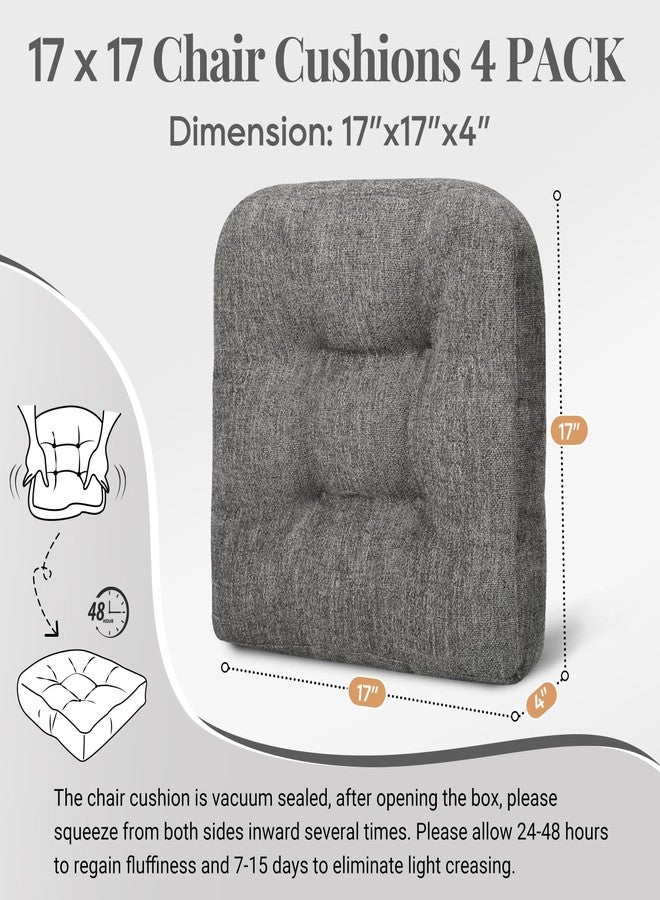 Basic Beyond Chair Cushions for Dining Chairs, Non-Slip Chair Pads, Thick Seat Cushions for Dining Room Chairs, Kitchen Chair Cushions Set of 4, 17" x 17" x 4", Dark Grey - Image 2