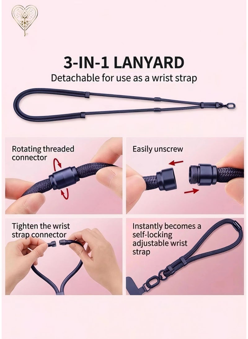 كيامور حبل عنق 3 في 1 قابل للتعديل مع حامل بطاقة للهاتف – يمكن استخدامه كسوار يد، حبل رقبة، أو حزام جانبي، مثالي لحمل الهاتف أو حامل البطاقة بأمان وبدون استخدام اليدين أثناء الاستخدام اليومي، العمل، السفر، الفعاليات، أو المهرجانات - Image 3