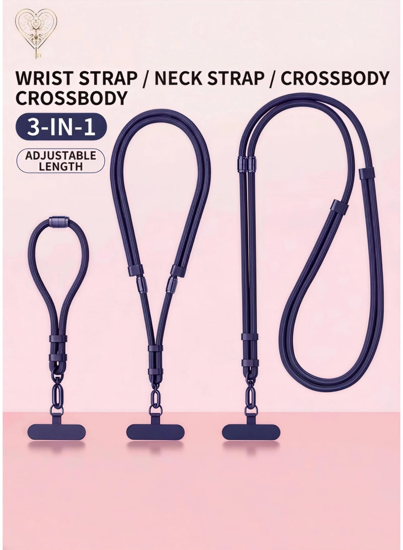 كيامور حبل عنق 3 في 1 قابل للتعديل مع حامل بطاقة للهاتف – يمكن استخدامه كسوار يد، حبل رقبة، أو حزام جانبي، مثالي لحمل الهاتف أو حامل البطاقة بأمان وبدون استخدام اليدين أثناء الاستخدام اليومي، العمل، السفر، الفعاليات، أو المهرجانات - Image 1
