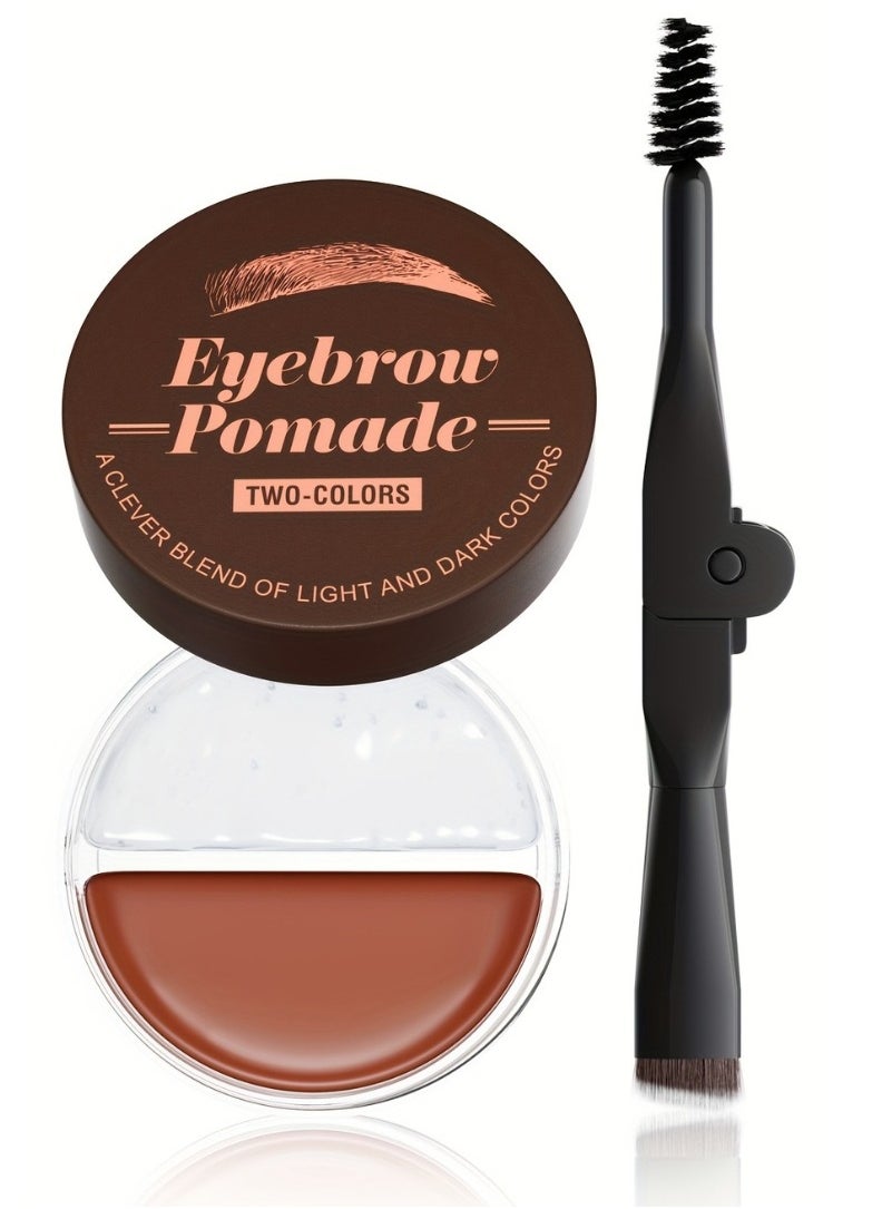 HelloKiss 2 Color Eyebrow Pomade Natural Long Lasting Waterproof Eyebrow Makeup Gel with Eyebrow Brush Eyebrow Color Cream and Eyebrow Styling Brow Shaping Gel Pomade Clear Brow Gel and Light Brown 04  - Image 1