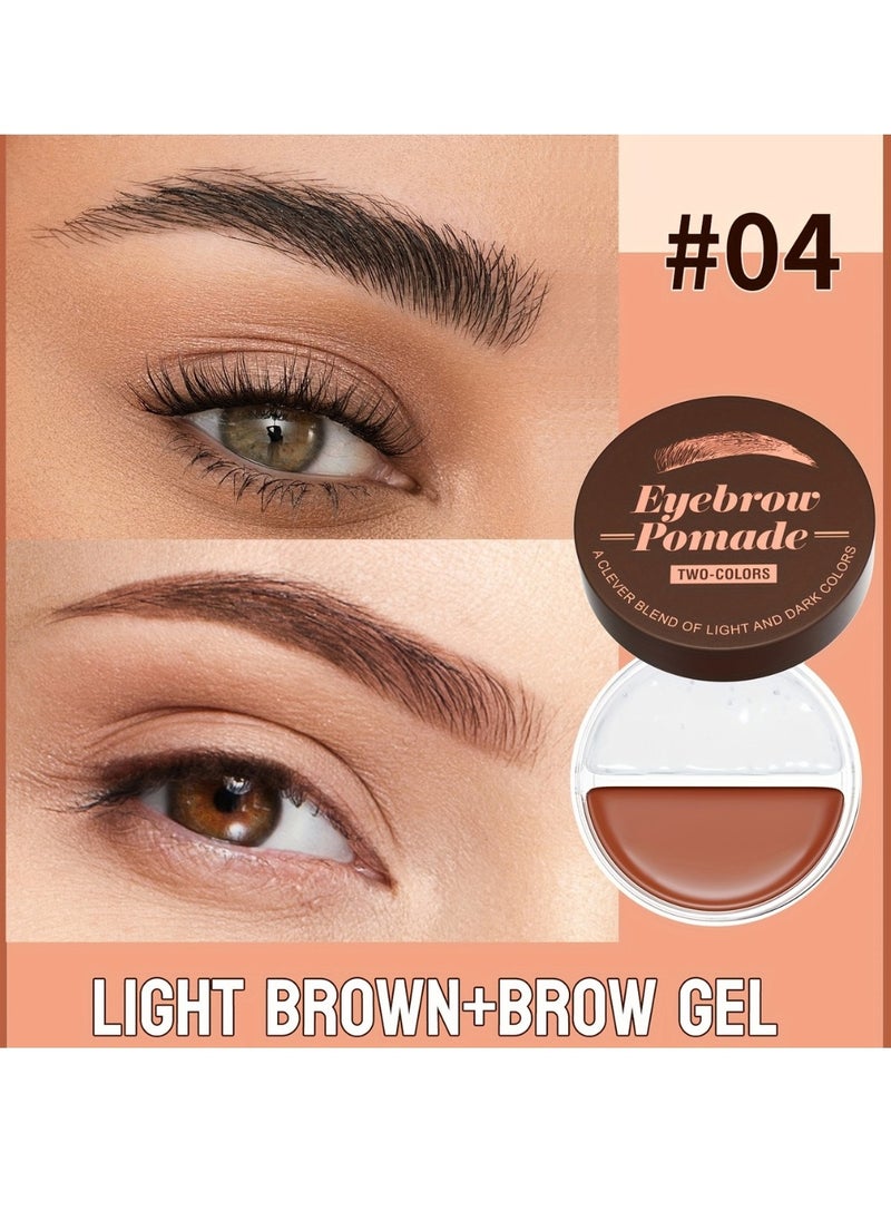 HelloKiss 2 Color Eyebrow Pomade Natural Long Lasting Waterproof Eyebrow Makeup Gel with Eyebrow Brush Eyebrow Color Cream and Eyebrow Styling Brow Shaping Gel Pomade Clear Brow Gel and Light Brown 04  - Image 2