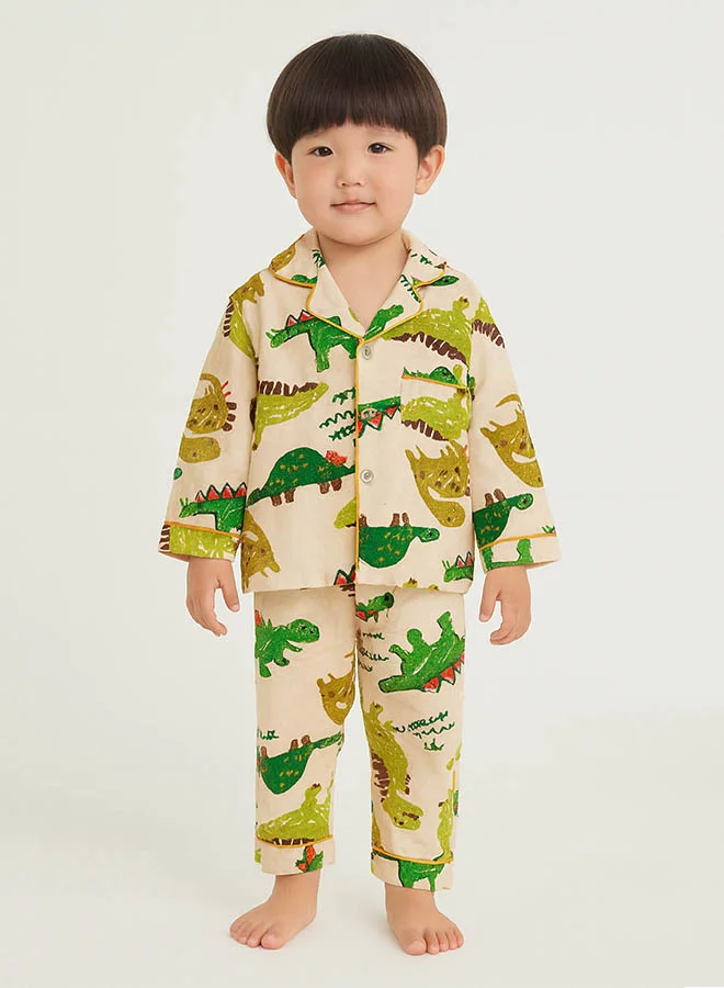 LITTLE SURPRISE BOX Little Surprise Box, chalk paint Dino  soft Cotton Kids Nightsuit-1-2 Y