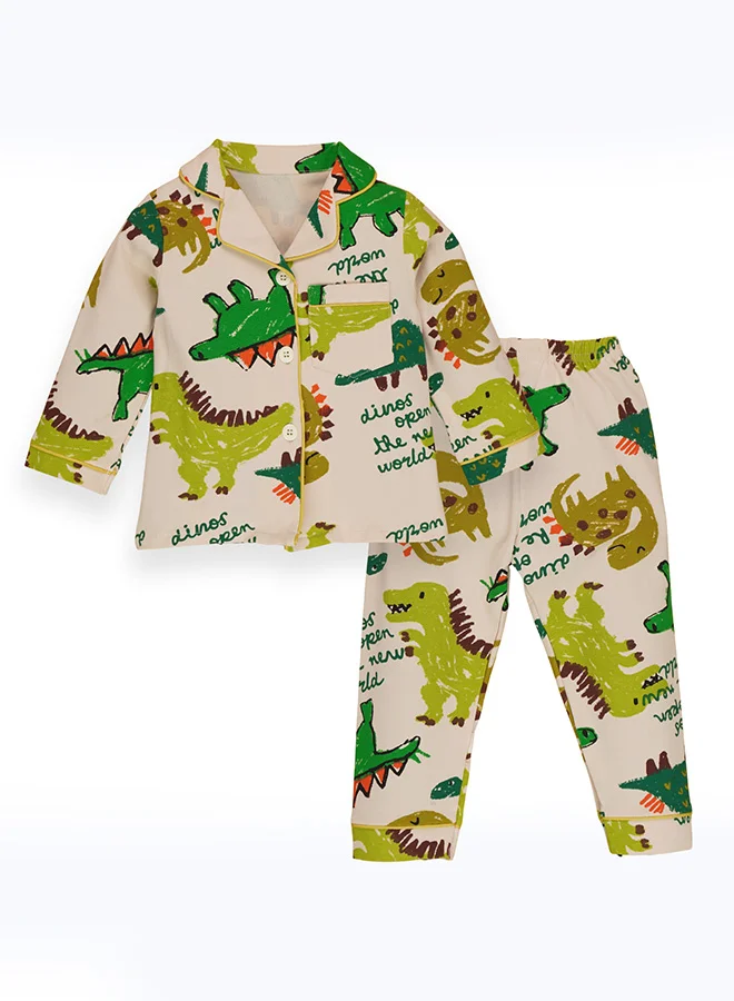 LITTLE SURPRISE BOX Little Surprise Box, chalk paint Dino  soft Cotton Kids Nightsuit-1-2 Y