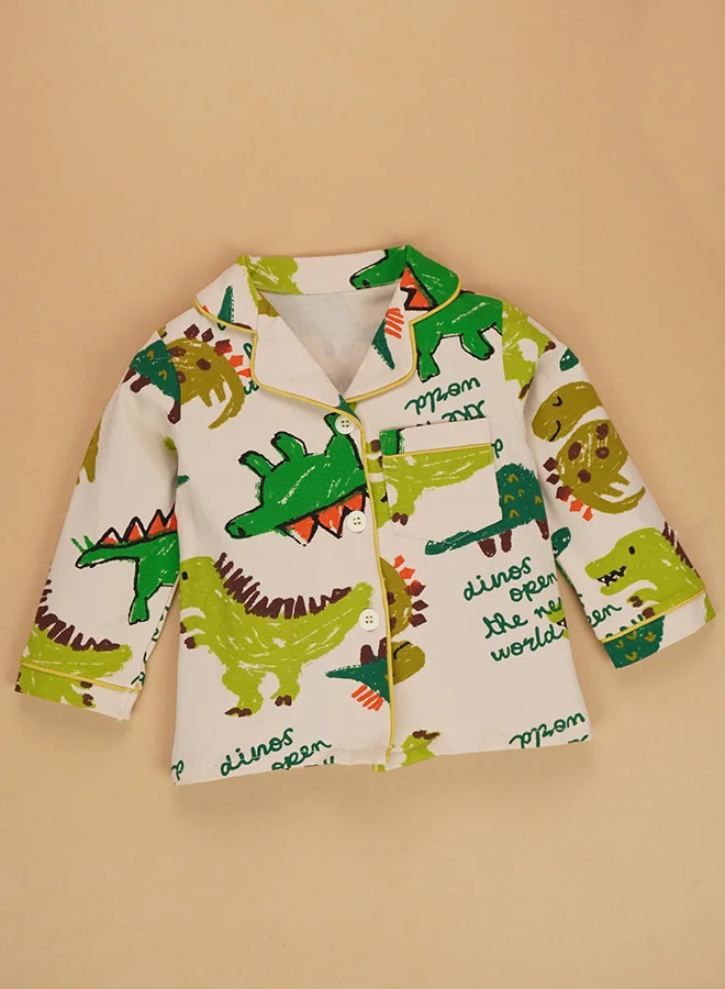 LITTLE SURPRISE BOX Little Surprise Box, chalk paint Dino  soft Cotton Kids Nightsuit-1-2 Y