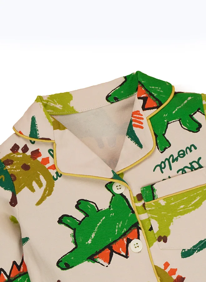 LITTLE SURPRISE BOX Little Surprise Box, chalk paint Dino  soft Cotton Kids Nightsuit-1-2 Y