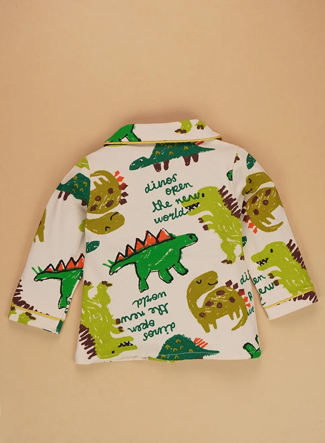 LITTLE SURPRISE BOX Little Surprise Box, chalk paint Dino  soft Cotton Kids Nightsuit-1-2 Y
