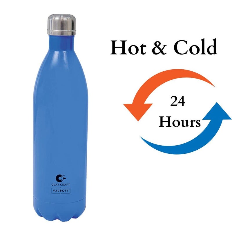 Clay Craft Vacbott Vaccum Bottle 500 ml Stark Double Walled 24 Hours Hot and Cold Water Bottle 1 Piece Leak Proof Office Bottle Gym Home Kitchen Deep Blue - Image 2