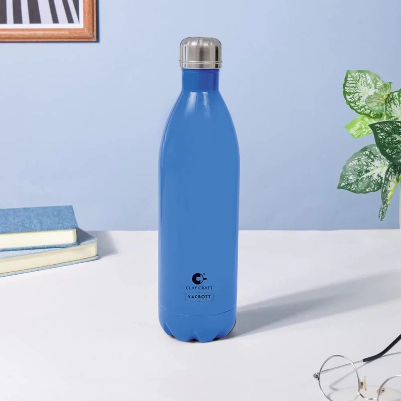 Clay Craft Vacbott Vaccum Bottle 500 ml Stark Double Walled 24 Hours Hot and Cold Water Bottle 1 Piece Leak Proof Office Bottle Gym Home Kitchen Deep Blue - Image 4